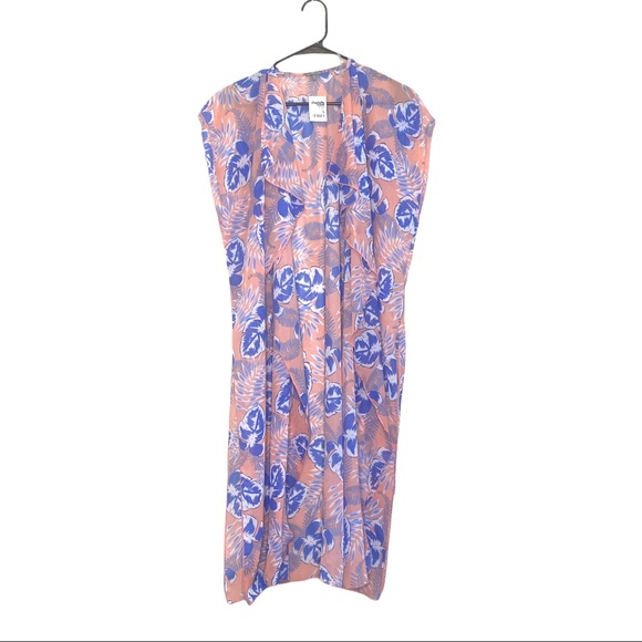 Charlotte Russe Other - NWT Charlotte Russe Pink Blue Tropical Floral Sheer Kimono Medium
